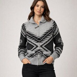 TNA 100% Lambswool Zip-Up Sweater
